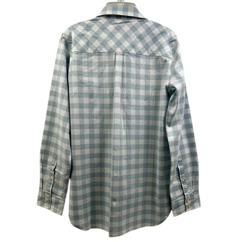 Untuckit Santa Marzi Women's White Blue Plaid Button-Down Shirt Sz 8 - Picture 3 of 4